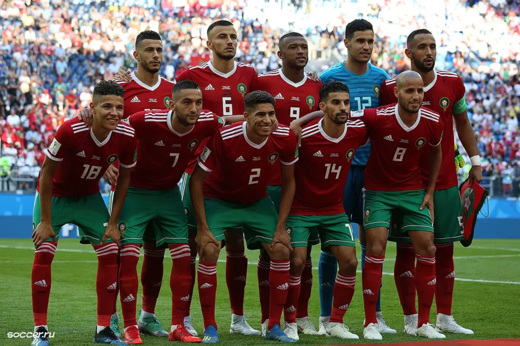 Morocco national football team World Cup 2026 or Atlas Lions fans celebrating.