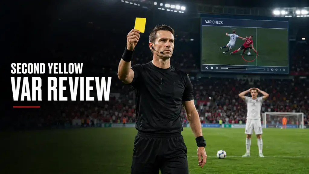 VAR World Cup 2026 review for second yellow card and referee decision